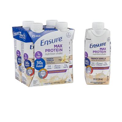 Ensure Max Protein Nutrition Shake Oral Supplement French Vanilla Flavor Liquid 11 oz. Reclosable Carton (1209630_CS) 12/CS Ensure® Max Protein Nutrit