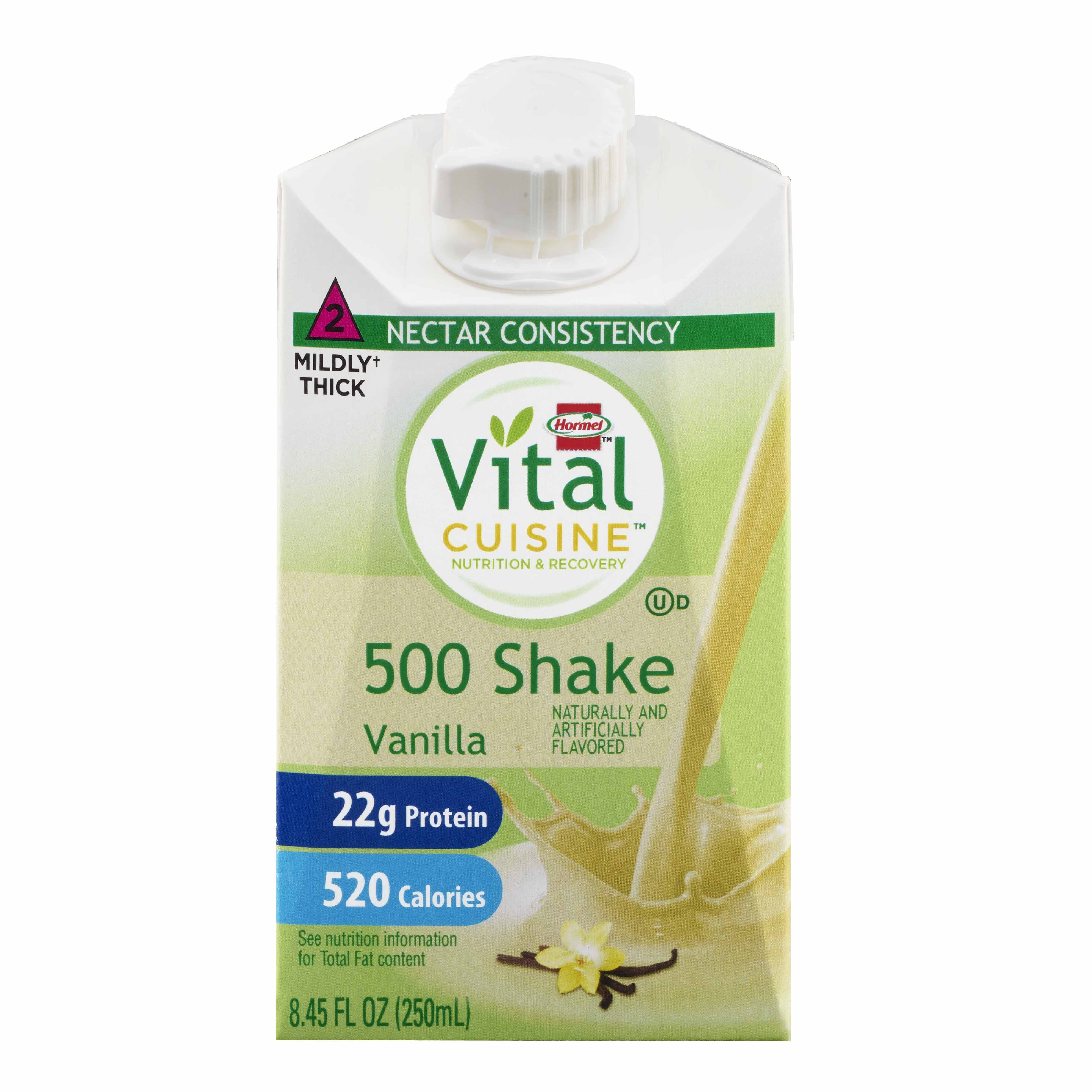 Hormel Vital Cuisine 500 Shakes Oral Supplement Vanilla Flavor Liquid 8.45 oz. Carton (1083957_EA) 1/EA Hormel Vital Cuisine® 500 Shakes Oral Suppleme