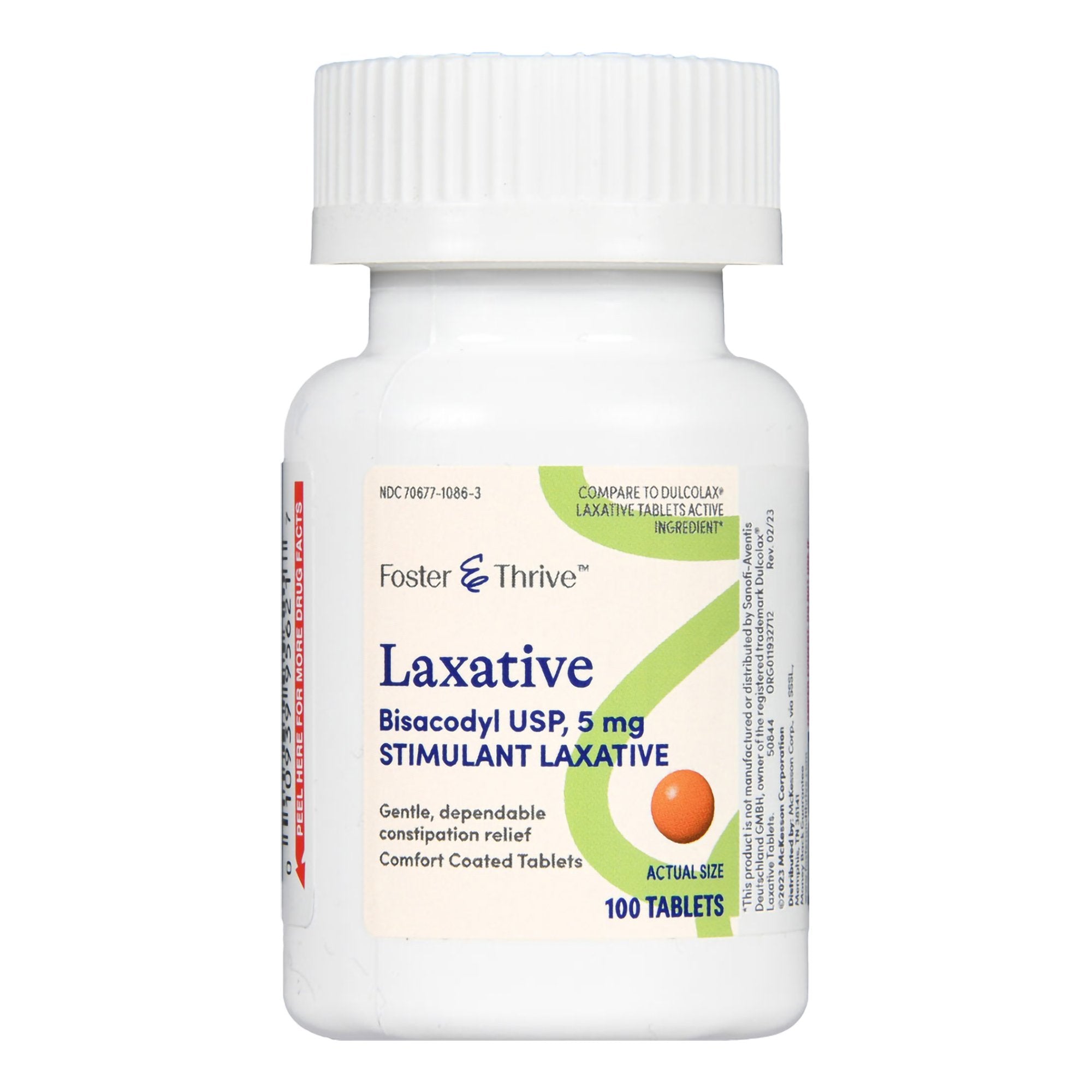 Foster & Thrive Laxative Tablet 100 per Bottle 5 mg Strength Bisacodyl USP (1235092_BT) 1/BT Foster & Thrive™ Digestive Aids, Antacids, and Laxatives