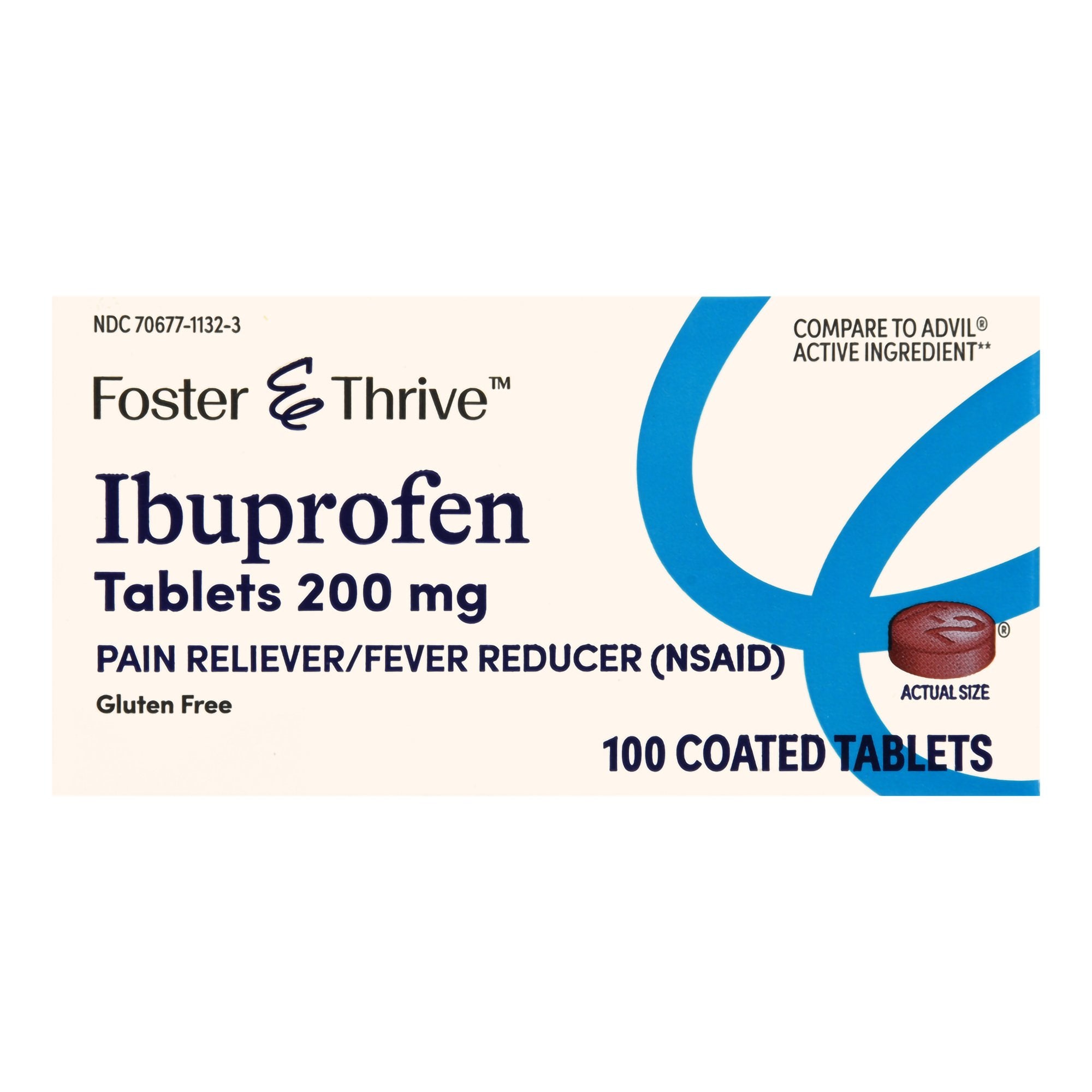 Foster & Thrive Pain Relief 200 mg Strength Ibuprofen Tablet 100 per Bottle (1238906_BT) 1/BT Foster & Thrive™ Pain Relievers