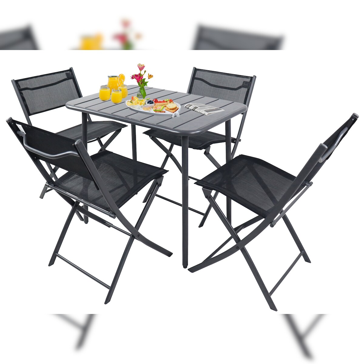 VCM Gartenmöbel-Set Sumila Schwarz H. 79 x B. 45 x T. 46 cm Image