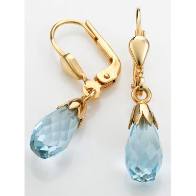 Paar Ohrhänger LADY, gold (gelbgold 375), Ohrringe, Damen, Blau-Topas ct, Metall Image