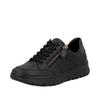 Plateausneaker RIEKER, Damen, Gr. 43, schwarz, Glattleder, unifarben, sportlich, Schuhe, Freizeitschuh, Schnürschuh, Halbschuh in Bequemweite G (= weit)