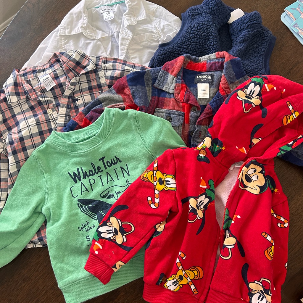 Disney Shirts & Tops | Children's Clothing Bundle Long Sleeve | Color: Green/Red | Size: 12-18mb