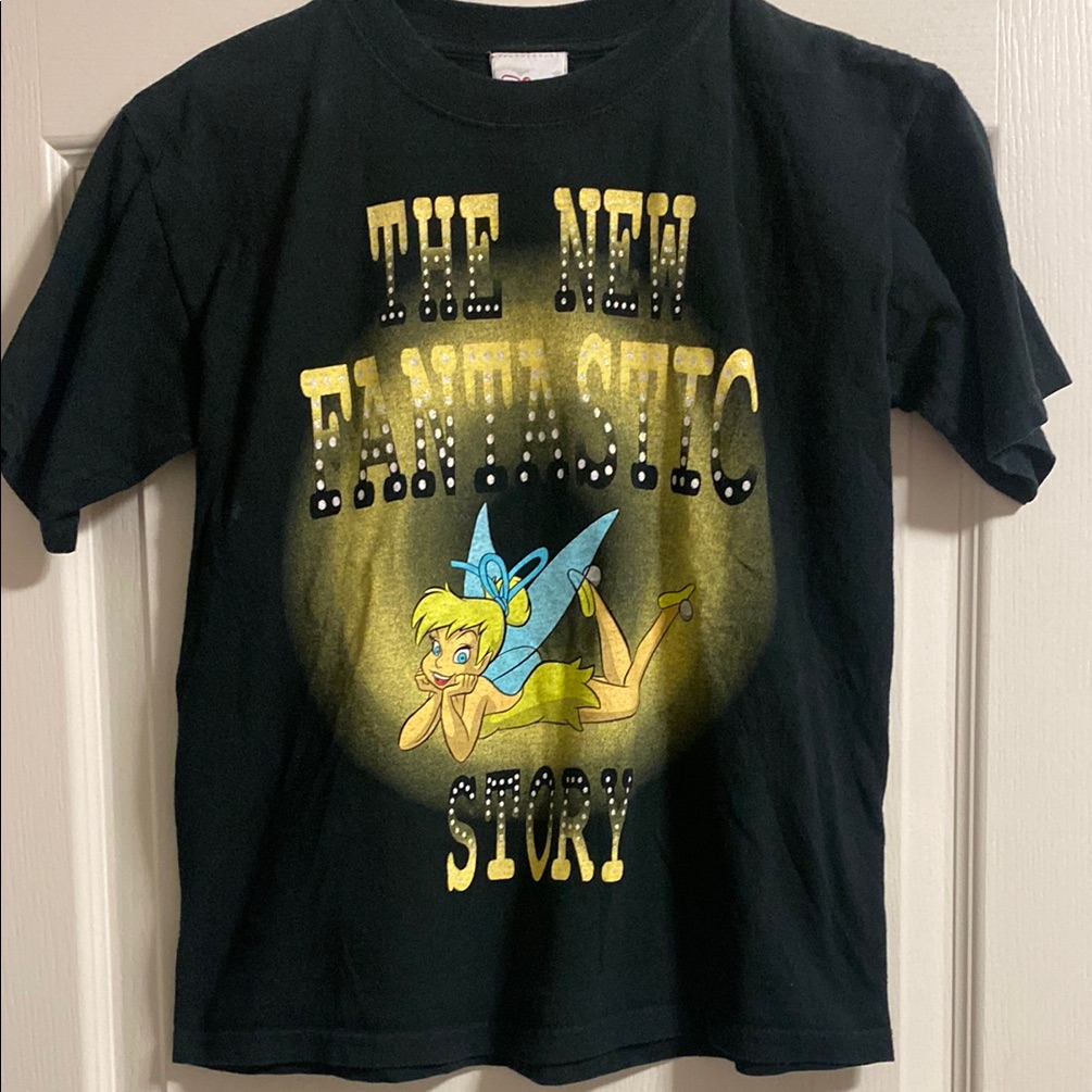 Disney Shirts & Tops | Disney Black Kids T-Shirt With Tinkerbell Design Kids M | Color: Black/Yellow | Size: Big Kids M