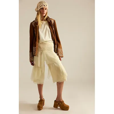 Nigel Preston Fairy Chiffon Cropped Pants at Free People in Butter Yellow, Size: Small
