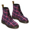 Schnürstiefelette DR. MARTENS "1460 8 Eye Boot", Damen, Gr. 39, pink (pink kariert), Leder, modisch, Schuhe, Festival, Blockabsatz, Schnürboots mit gelber Rahmennaht