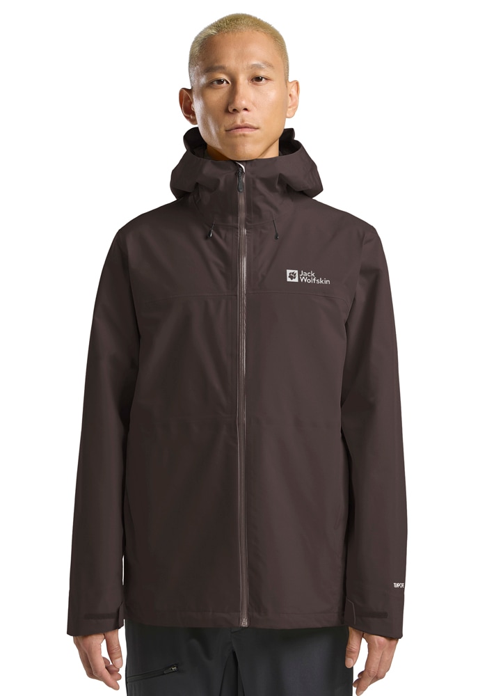 Funktionsjacke JACK WOLFSKIN "HIGHEST PEAK 3L JKT M", Herren, Gr. L (52), peat, Oberstoff: 100% POLYESTER ; Futter:100% POLYESTER, Jacken Funktionsjacke