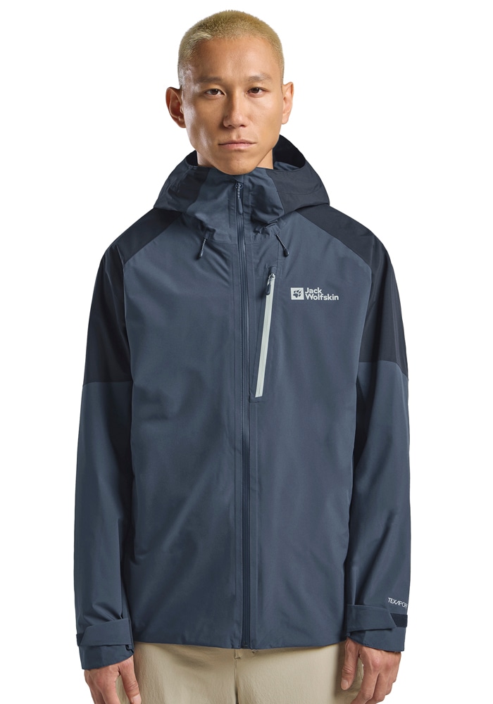 Funktionsjacke JACK WOLFSKIN "EAGLE PEAK 2L JKT M", Herren, Gr. XL (54/56), blau (midnight, sky), Oberstoff: 100% POLYESTER ; Kontrast:100% POLYESTER ; Futter:100% POLYESTER, Jacken Funktionsjacke