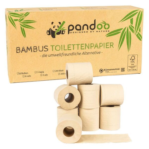 pandoo Toilettenpapier 3-lagig 1 Pack = 8 Rollen weiß
