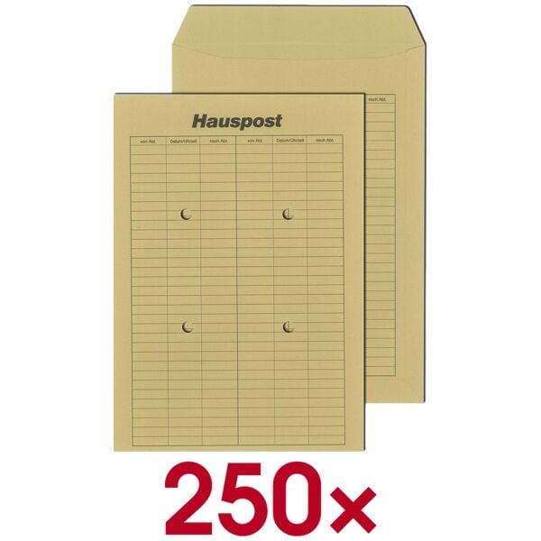 Mailmedia 250 Hauspostversandtaschen DIN B4 110 g/m² ohne Fenster braun, 35.3x25 cm Image
