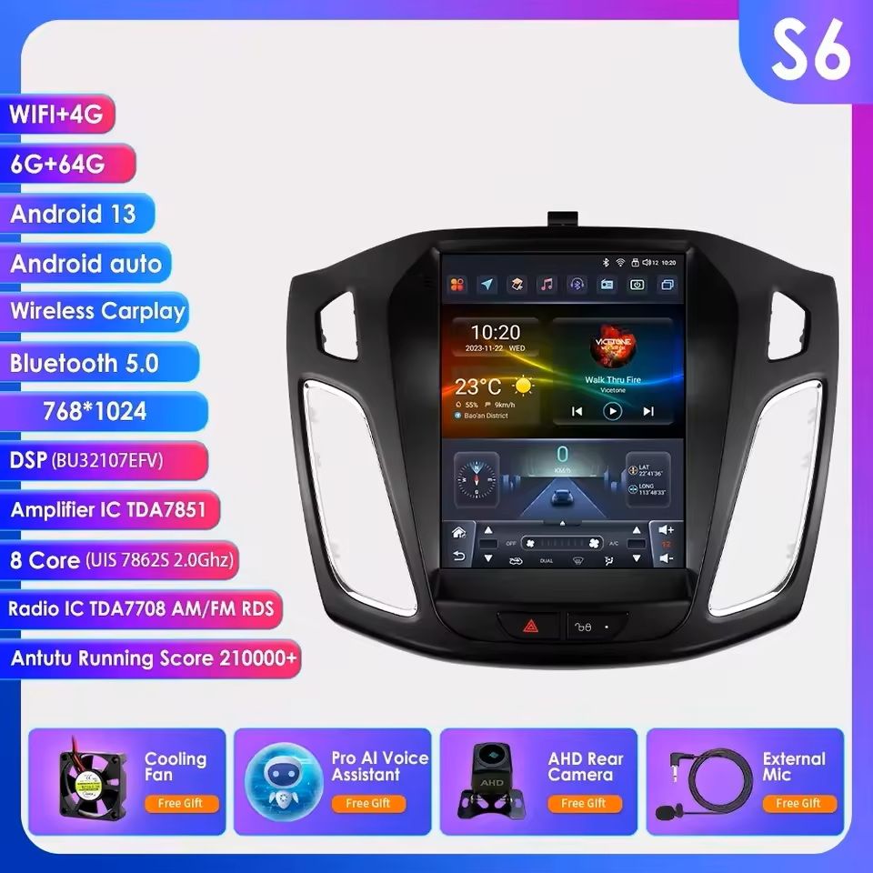 Carplay Android 13 Touchscreen Stereo GPS Multimedia Player For Ford Focus MK3 20112019 s6 Ahd2 Ai