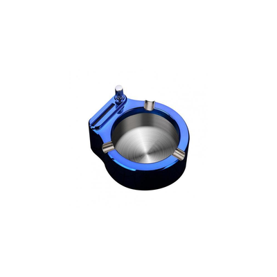 Retro Metal Ashtray With Built In Lighter Stainless Steel & Aluminum Cigar Holder, Gift Ideas For Smokers Blue