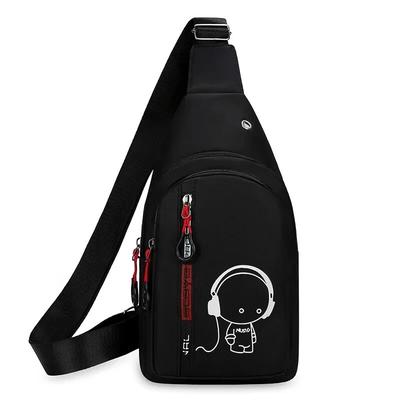 Men's Crossbody Shoulder Bag Stylish Chest Pack For Cycling, Work & Travel Lightweight Nylon Casual Daypack black