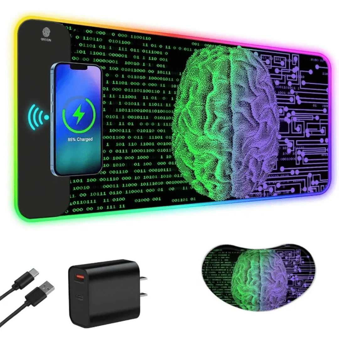 15W Wireless Charging RGB Gaming Mouse Pad Large LED Desk Mat With 30W Charger, 14 Light Modes & Wrist Support 15W Wireless Charging RGB Gaming Mouse Pad Large LED Desk Mat With 30W Charger, 14 Light Modes & Wrist Support