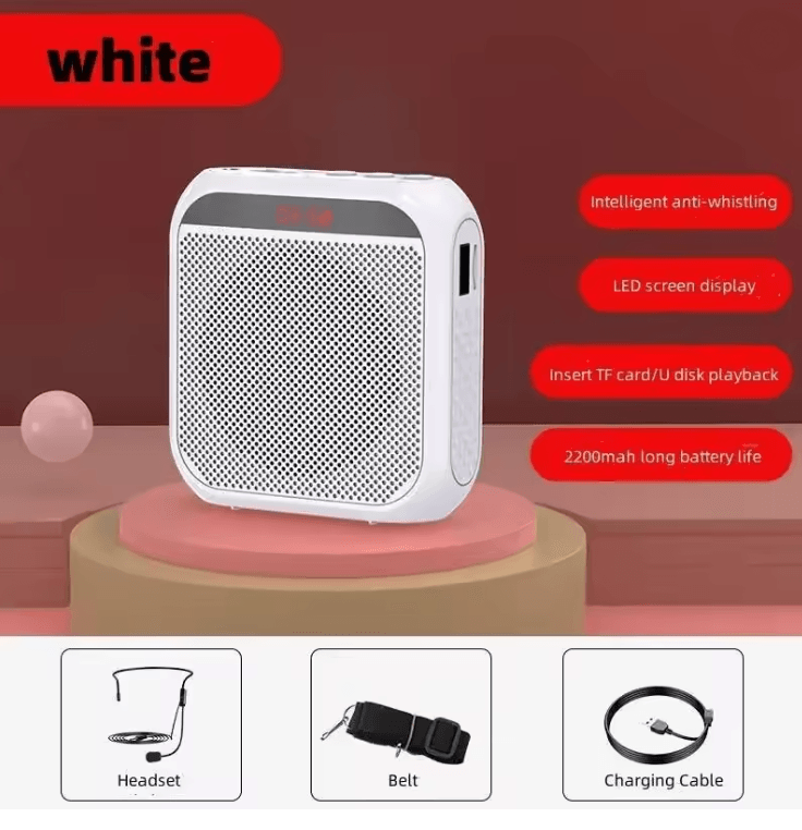 VoiceMax Pro Portable Voice Amplifier With Microphone white