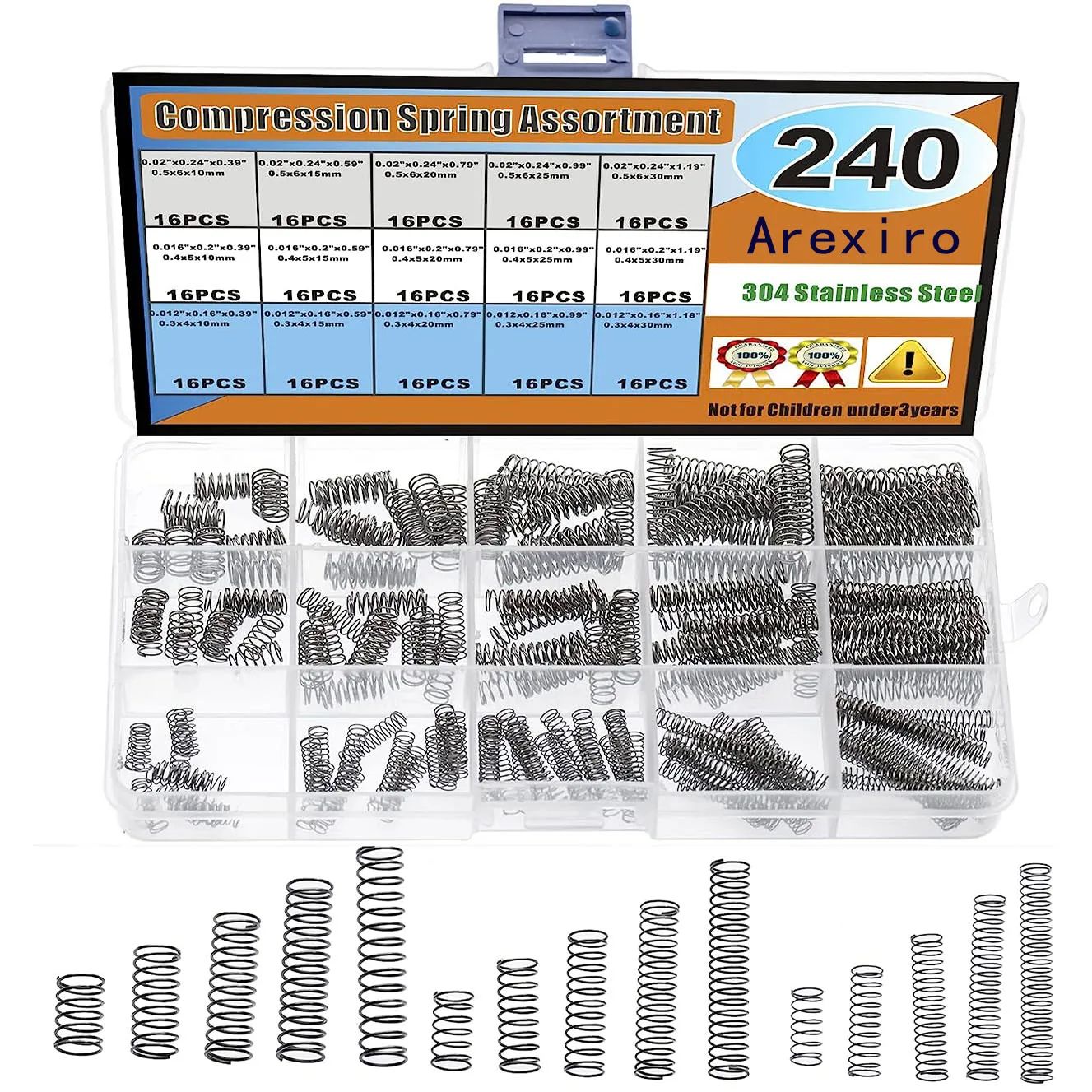 Mini Stainless Steel Compression Springs Kit, Assorted Coil Springs 304 Steel For Repair, DIY, Mechanic & Industrial Mini Stainless Steel Compression Springs Kit, Assorted Coil Springs 304 Steel For Repair, DIY, Mechanic & Industrial
