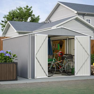 Large Metal Utility Tool Shed With Floor Frame, Steel Garden Shed For Backyard, Garden Patio Lawn Storage Large Metal Utility Tool Shed With Floor Frame, Steel Garden Shed For Backyard, Garden Patio Lawn Storage