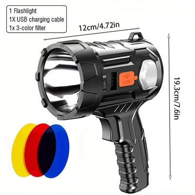 High Powered SolarSpot Pro Rechargeable Hunting Spotlight With COB Light black