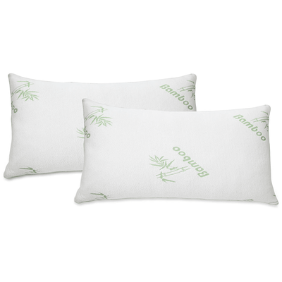 Bamboo Shredded Memory Foam Pillow Hypoallergenic, Washable Cover, Orthopedic Support For Back, Side Stomach Sleepers queen 2 Pcs