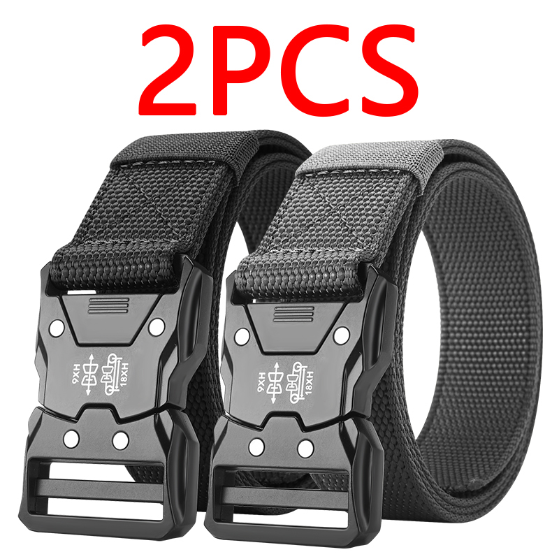 No Hole Tactical Waist Belt, Automatic Buckle Design, Durable Unisex Belt For Hiking, Camping & Daily Wear black Gray