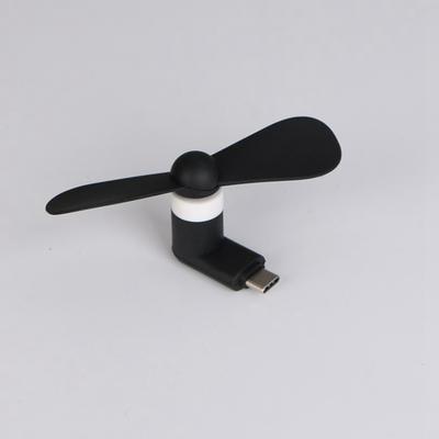 Type C Creative Mini Portable Mobile Phone Fan, Micro USB Cooling Fan Gadget For Charging Treasure, Power Bank, Tester black