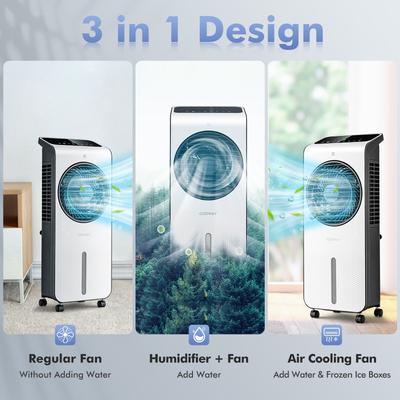3 in 1 Evaporative Air Cooler With 12H Timer & Remote, Portable Swamp Cooler With Ice Packs & 360 Airflow 3 in 1 Evaporative Air Cooler With 12H Timer & Remote, Portable Swamp Cooler With Ice Packs & 360 Airflow