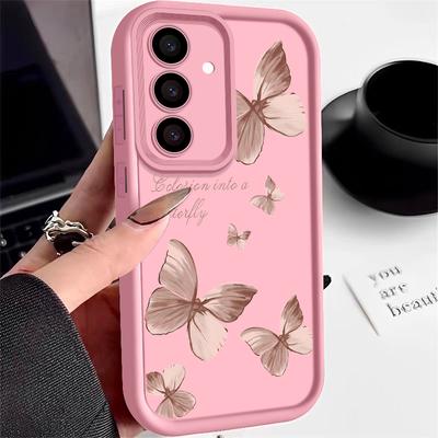 Trendy Gold Butterfly TPU Phone Case Stylish Protective Cover For Samsung Galaxy pink for Samsung S21