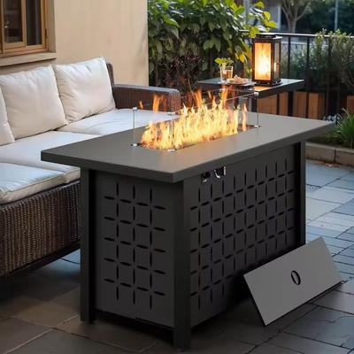 43 Inch Outdoor Propane Fire Pit Table With Glass Guard And Lid 43 Inch Outdoor Propane Fire Pit Table With Glass Guard And Lid