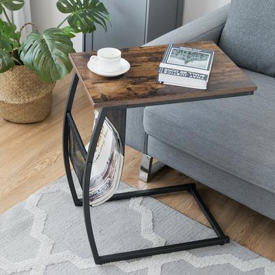 Vintage C Shaped End Table With Side Pocket Unique Furniture For Living Room Decor Vintage C Shaped End Table With Side Pocket Unique Furniture For Living Room Decor