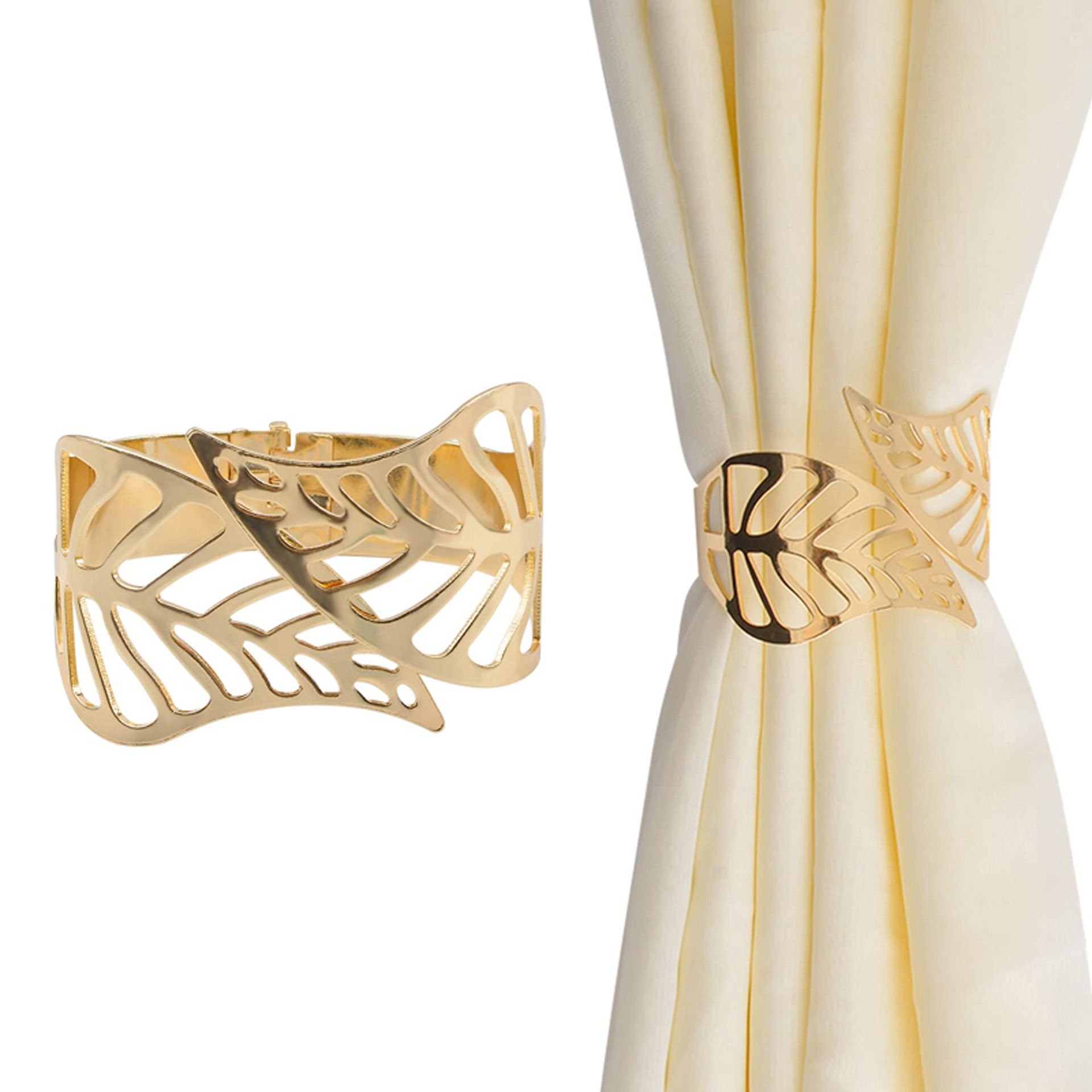 Creative Leaf Shape Metal Curtain Tiebacks, Adjustable Curtain Clip & Decorative Drapes Hook For Elegant Home Styling wy lksy 1 12cmx1pcs