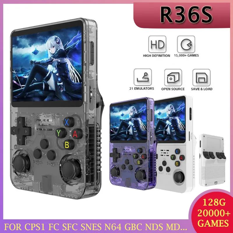 Retro Handheld Game Console, IPS Screen, Open Source Linux System, Portable Pocket Video Player pink 128g