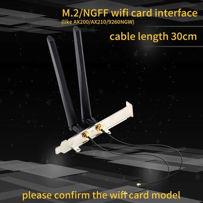 2Pcs X6Dbi Antenna Set For AX210 NGFF M.2 WiFi Card, Dual Band 2.4 5GHz MHF4 Extension Cable RP SMA 2Pcs X6Dbi Antenna Set For AX210 NGFF M.2 WiFi Card, Dual Band 2.4 5GHz MHF4 Extension Cable RP SMA