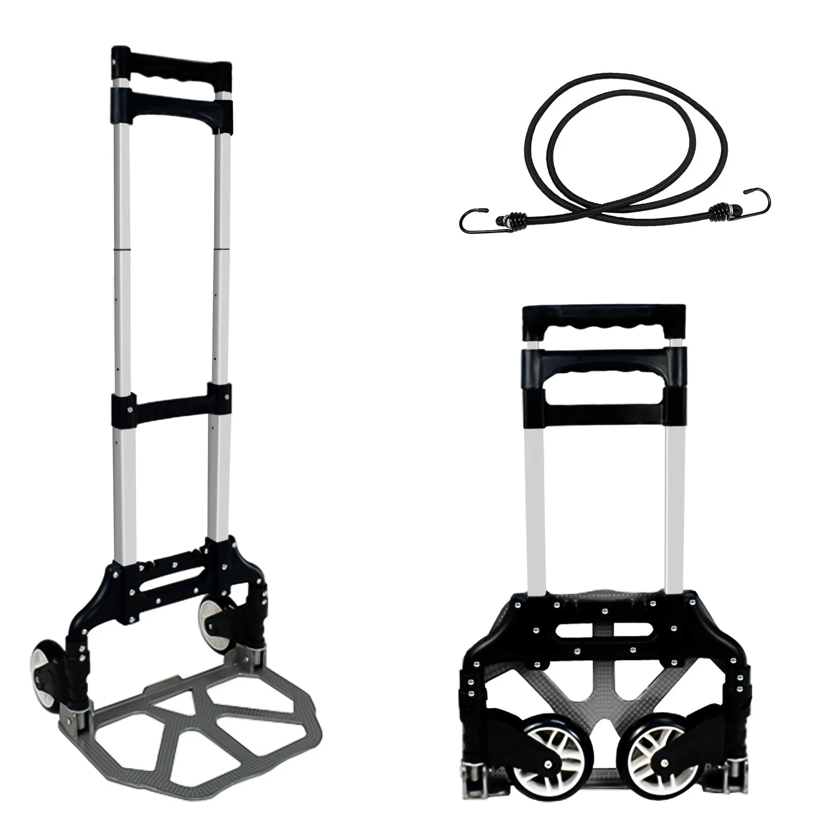 Folding Aluminium Luggage Cart & Hand Truck, Telescopic Handle, Black Bungee Cord Folding Aluminium Luggage Cart & Hand Truck, Telescopic Handle, Black Bungee Cord