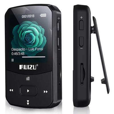 RUIZU X52 Bluetooth MP3 Player With Clip Portable Sports Music Player With 1.5" Display, FM Radio, Pedometer & TF Card black blutooth 8gb