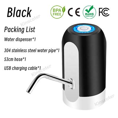 USB Rechargeable Portable Water Dispenser Pump, Mini Automatic Drinking Water Pump For 5 Gallon Bottles With BPA Free black