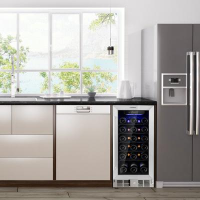 15 Inch 30 Bottle Stainless Steel Wine Cooler With Temperature Memory, Freestanding Beverage Refrigerator, Wine Fridge 15 Inch 30 Bottle Stainless Steel Wine Cooler With Temperature Memory, Freestanding Beverage Refrigerator, Wine Fridge