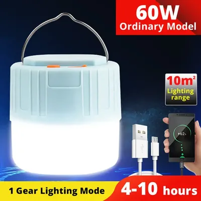 Portable Camping Light With Remote Control Solar USB Rechargeable LED Lantern Waterproof Outdoor Tent Light & Flashlight 60w Non solar