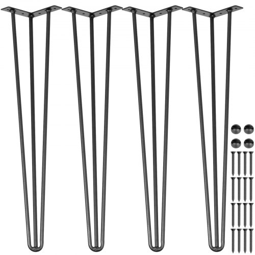Hairpin Table Legs Black Set, Heavy Duty Rod Carbon Steel Desk Legs For DIY Furniture, Bench, Dining Table Hairpin Table Legs Black Set, Heavy Duty Rod Carbon Steel Desk Legs For DIY Furniture, Bench, Dining Table