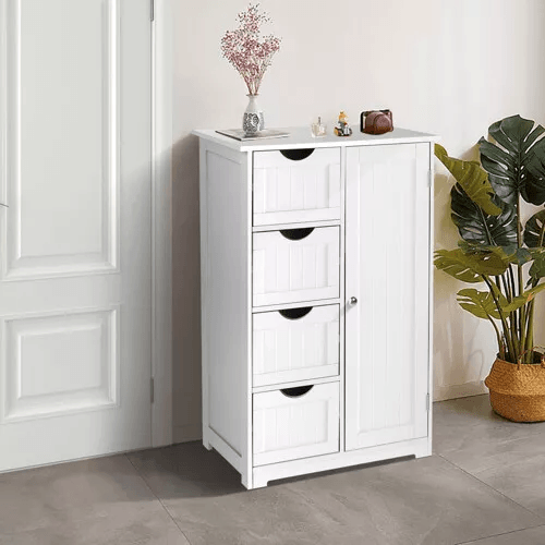 Freestanding Bathroom Floor Storage Organizer Cabinet With Cupboard Waterprof Wooden Unit For Bathroom, Bedroom, Hallway Freestanding Bathroom Floor Storage Organizer Cabinet With Cupboard Waterprof Wooden Unit For Bathroom, Bedroom, Hallway