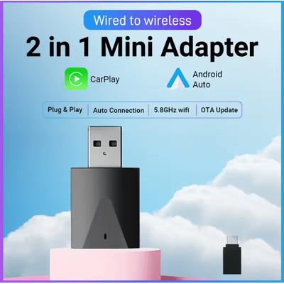 Mini Wireless Carplay Android Auto Adapter Plug And Play 2 In 1 USB Dongle smart Carplay Box
