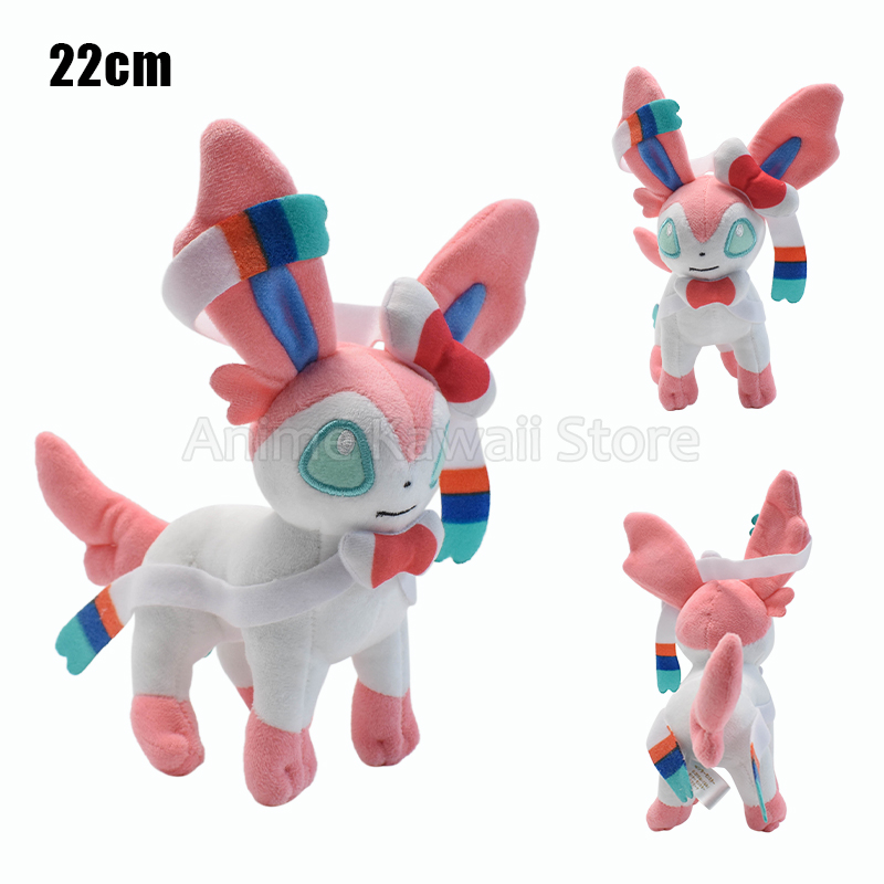 Pokemon Plush Toy, Mimikyu Eevee Umbreon Flareon Jolteon Vaporeon Glaceon Sylveon Espeon Evolution Stuffed Peluche Doll b Stand Sylveon