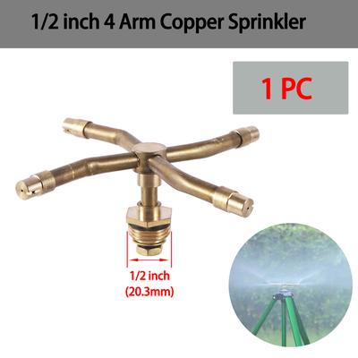 Automatic Rotating Sprinkler, Copper 360 Lawn Irrigation Nozzle, Durable Brass Watering Spray For Garden, Patio 4 Arm Sprinkler
