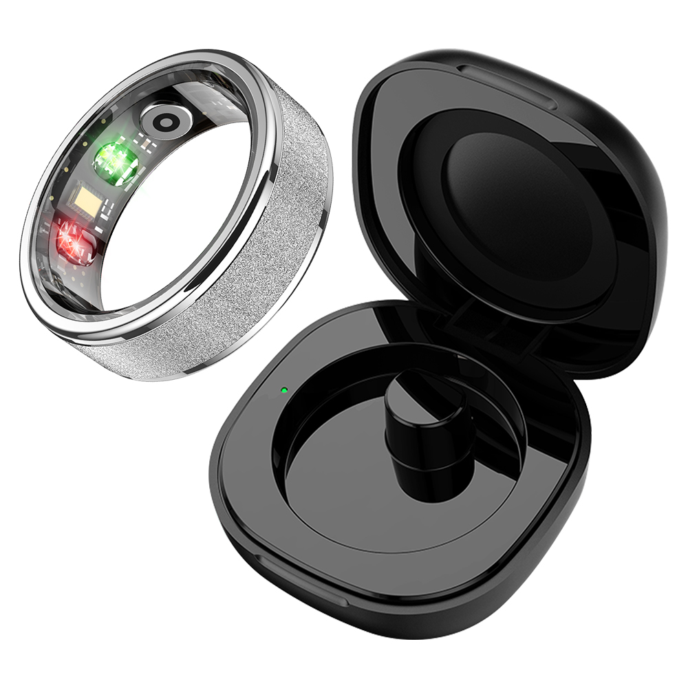 Fitness Smart Ring, Sleep Tracker, 5ATM Waterproof, Multi Sport Modes, Includes Charging Case (Unisex) silver 10