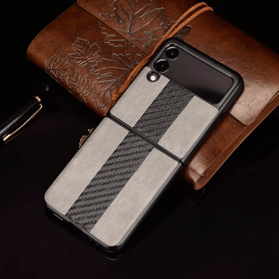 For Samsung Galaxy Z Flip 3 5G Slim Leather Folding Shockproof Case Cover grey