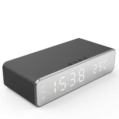Wireless Charging Alarm Clock Dock With LED Display And Thermometer black