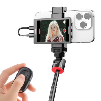Wired Mini Monitor For IPhone Rear Camera | King Ma Vlog Selfie Screen With Bluetooth Remote & 4K 30fps For Live Stream Wired Mini Monitor For IPhone Rear Camera | King Ma Vlog Selfie Screen With Bluetooth Remote & 4K 30fps For Live Stream