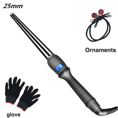 Conical Ceramic Curling Wand With LCD Display uk Plug 25mm