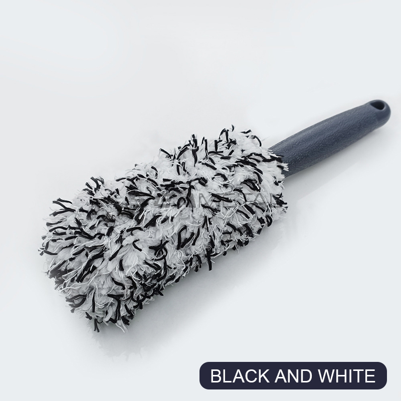 Durable Car Cleaning Brush Soft Bristle Wheel Hub & Rim Washing Tool For Dust Removal black