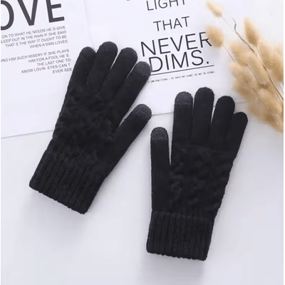 Winter Touchscreen Fleece Gloves For Men And Women With Warm Wool Knit Lining black